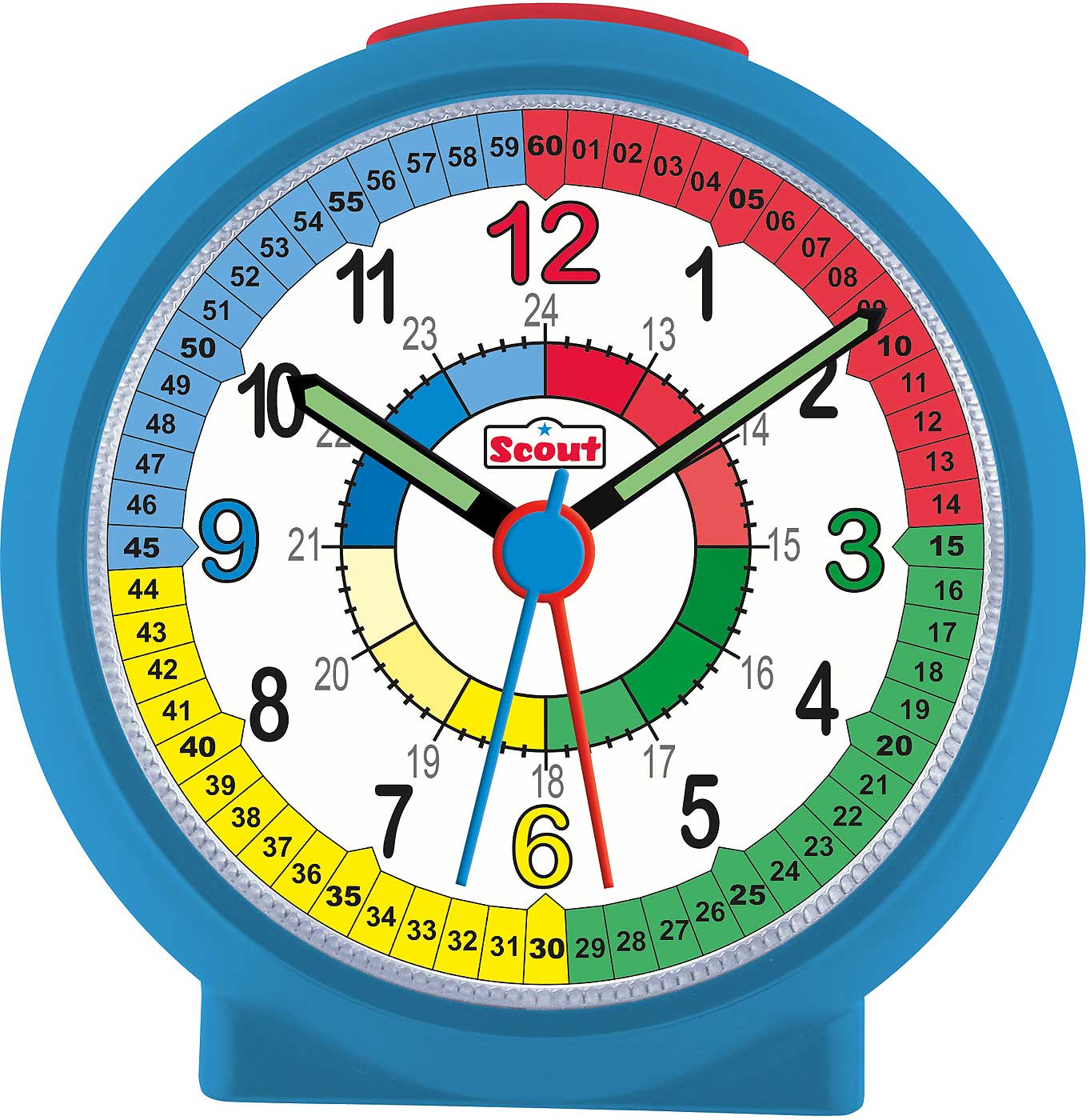 Scout Kids' Analog Alarm Clock Plastic • Silent Quartz Movement • Learning Dial