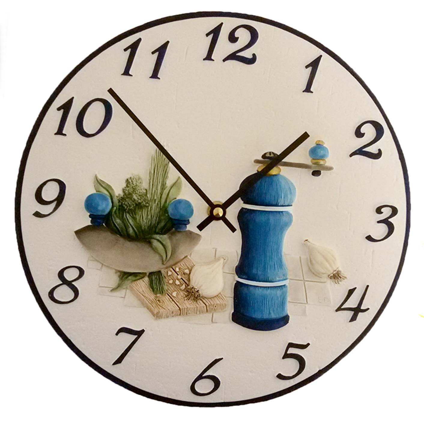 Terrastudio Wall Clock 25 cm Ø Wood • Handmade • Integrated Pepper Mill