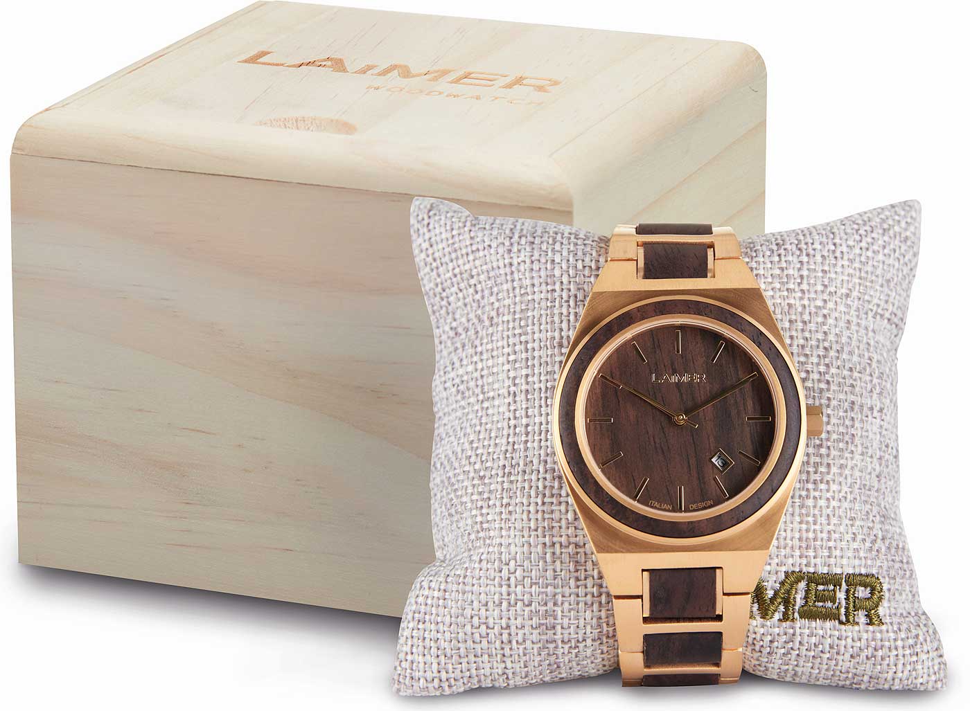 Laimer Colin 0149 Men's Watch • Leadwood & Stainless Steel • Date