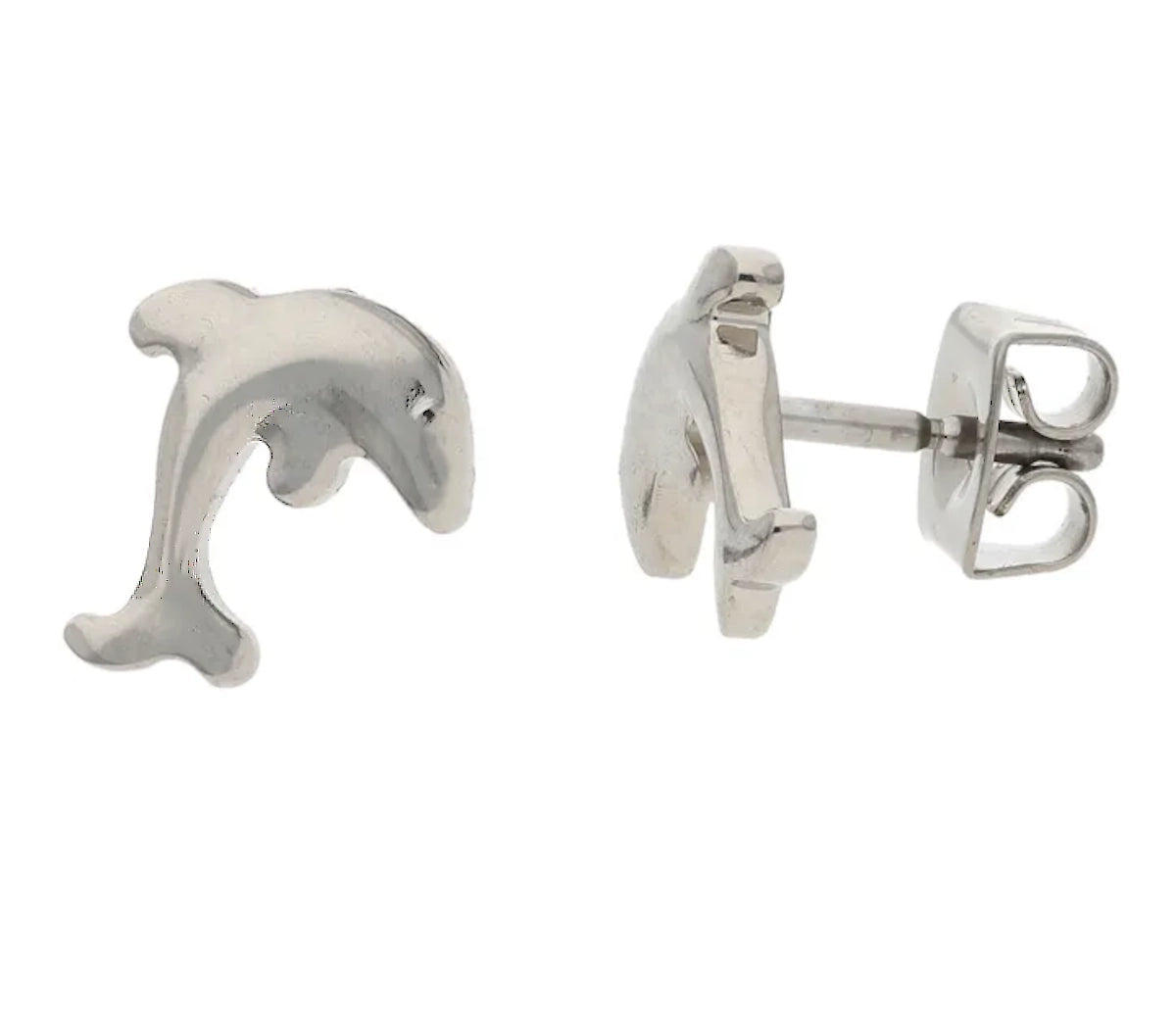 Titanium Stud Earrings, Dolphin - Boccia Jewelry Model: 05090-01