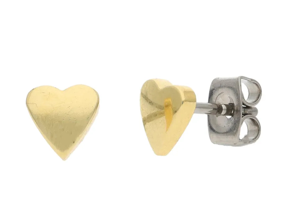 Titanium Stud Earrings, Heart Gold Plated - Boccia Jewelry Model: 05092-02