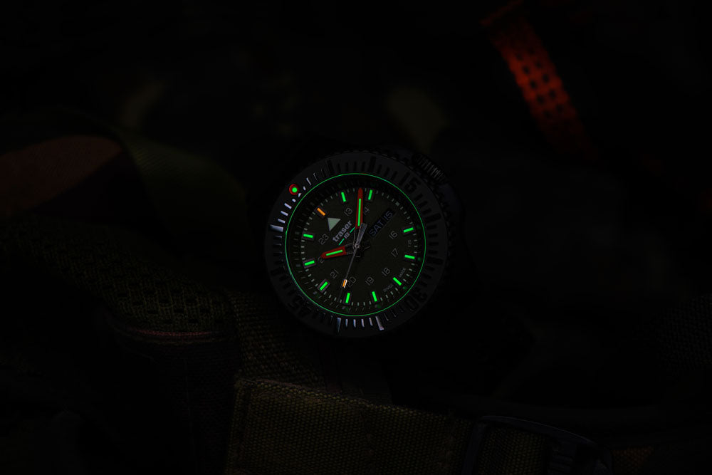Traser P69 Black Stealth 109859 Men's Watch • Swiss Quartz Movement • Trigalight Illumination