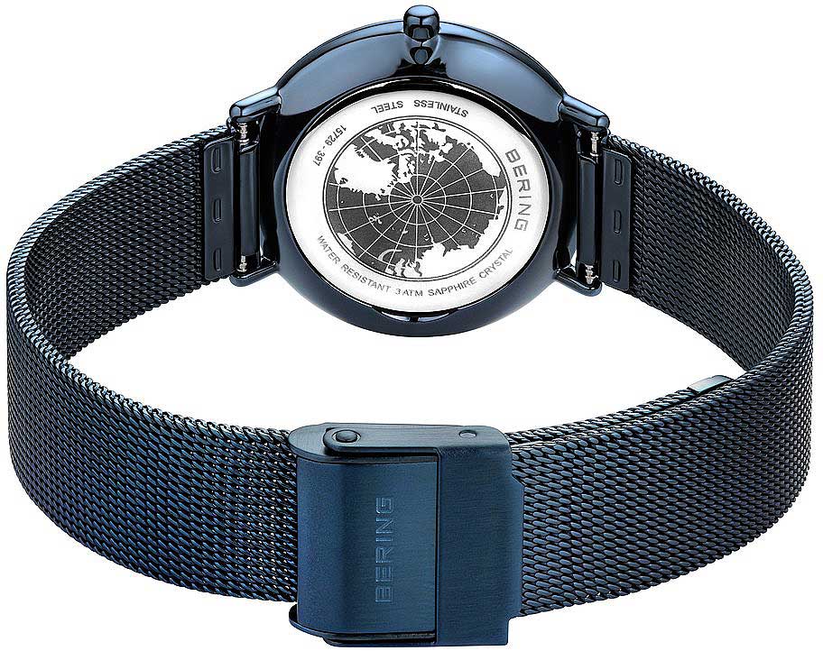 Bering Ultra Slim 15729-397 Ladies' Watch • Scratch-resistant sapphire crystal • Blue Milanese strap