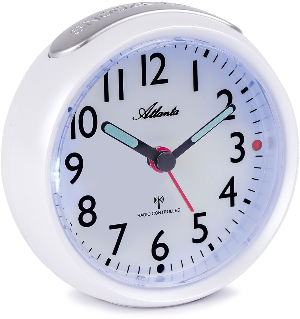 Atlanta Classic Radio-Controlled Alarm Clock Ø 9.5 cm Plastic • Radio Movement • Night Light