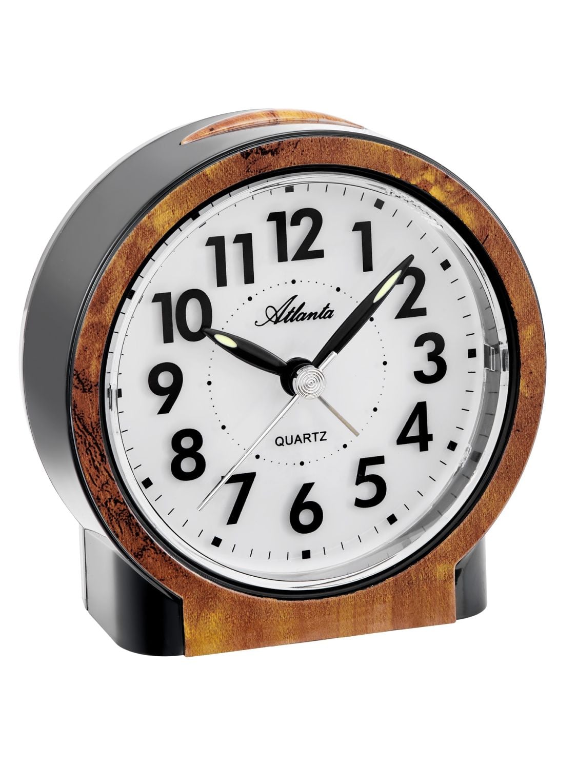 Atlanta Geräuschloser Quarz Tischwecker 10.5x9x3.8cm Kunststoff • Schleichende Sekunde • Snooze & Licht