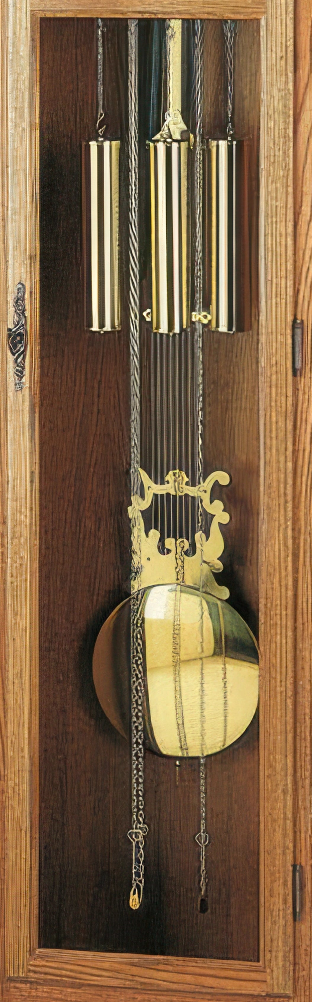 Horloge de parquet AMS 196x55x30 cm en chêne • Mouvement mécanique • Affichage des phases de lune