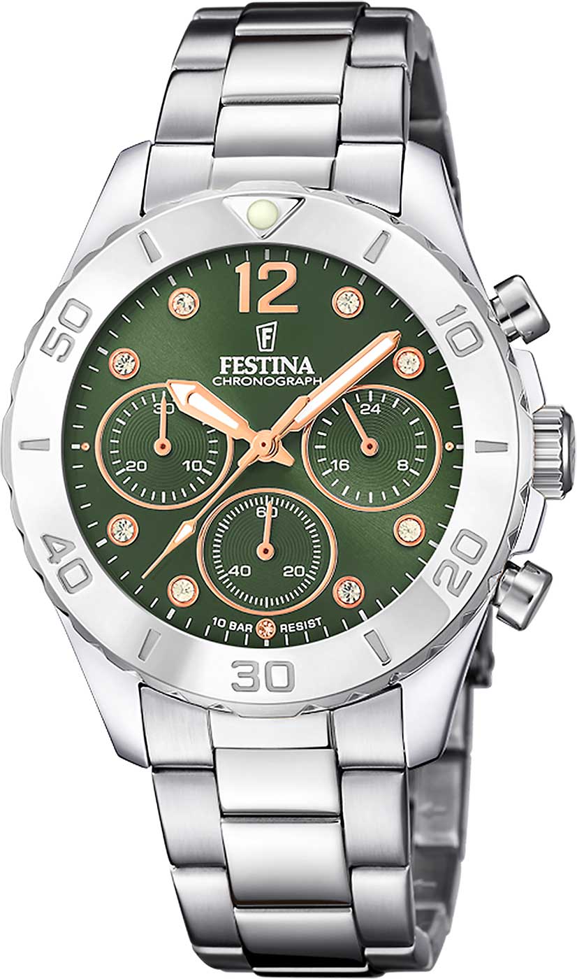 Festina Boyfriend F20603/5 Damenuhr • Grünes Zifferblatt • Edelstahl