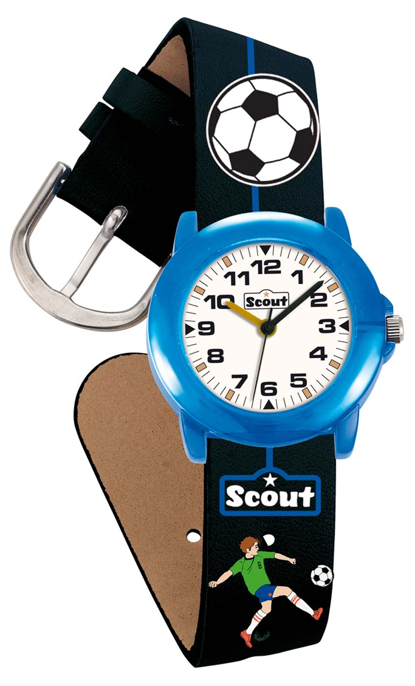Scout Crystal 280305000 Jungen Uhr • Fußball-Motiv • Lernzifferblatt