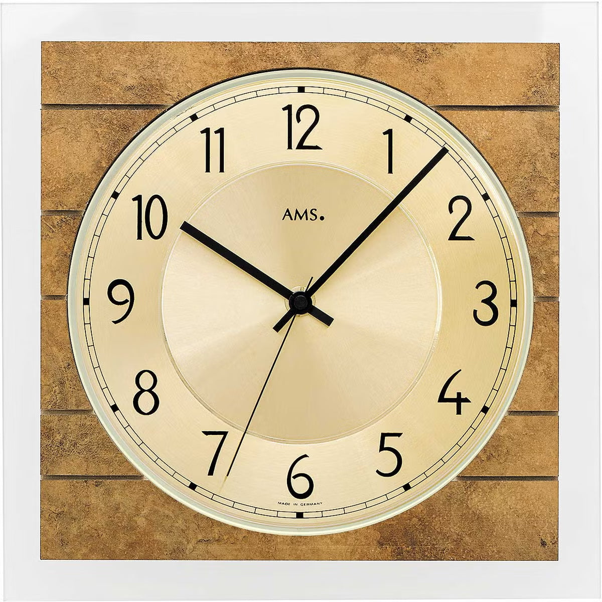 AMS Wall Clock 25x25 cm Wood • Radio-Controlled Movement • Timeless Design