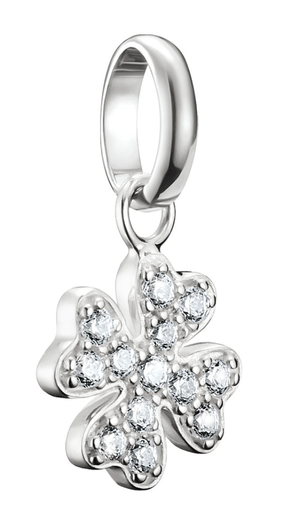 Thomas Sabo Charm Pendant Four-Leaf Clover with Stones Connect Silver