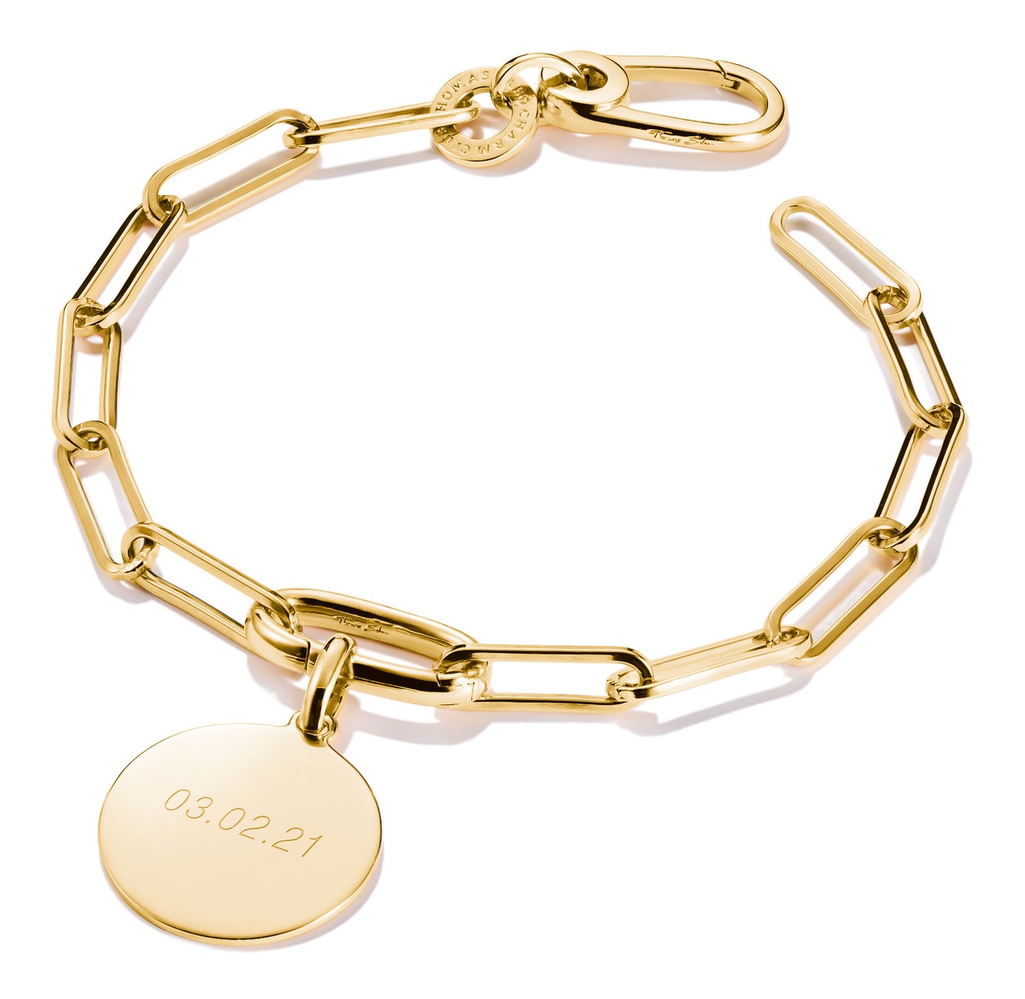 Thomas Sabo Charm Bracelet Paperclip with Gold-Plated Connect Link