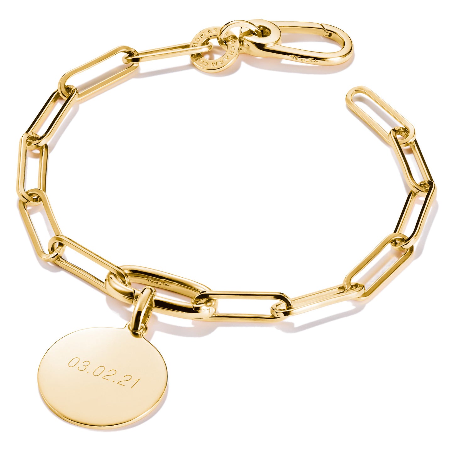 Thomas Sabo Paperclip Charm Bracelet with a Gold-Plated Connect Link