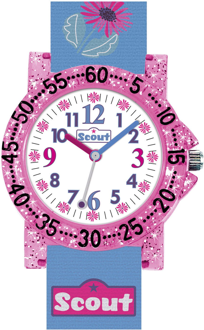 Scout 375027 Girls' Watch • Learning Dial • Washable Textile Strap