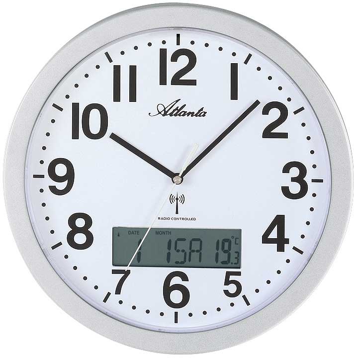 Horloge murale Atlanta 30 cm Ø plastique • Radiopilotée • Silencieuse