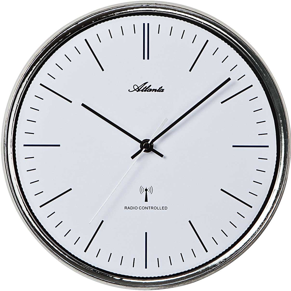 Atlanta Horloge murale 29,5 cm Ø Métal • Précision radiocommandée • Mouvement silencieux
