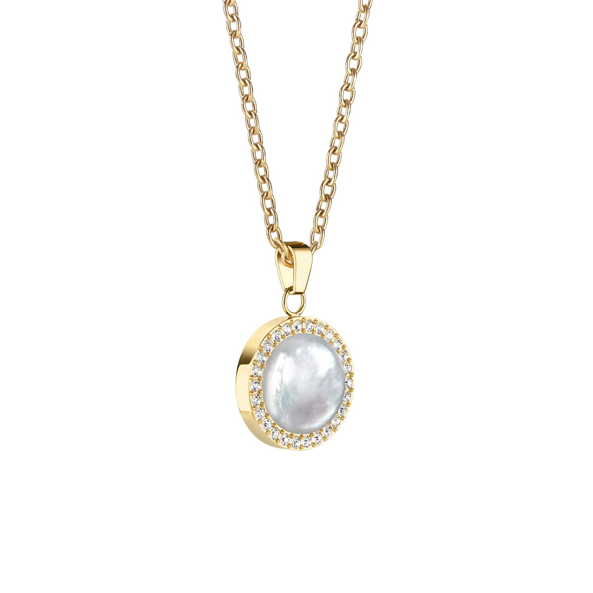 Arctic Pearls Elegante Goldglänzende Halskette mit Schimmerndem Perlmutt-Anhänger - Bering Modell: 452-27-450