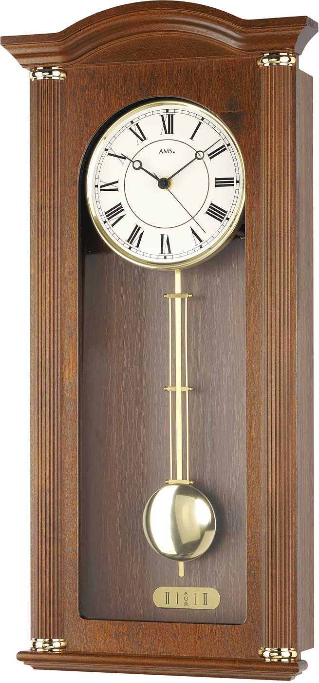 Horloge murale AMS 64x28x10 cm Noyer • Radiopilotée • Mélodie Westminster