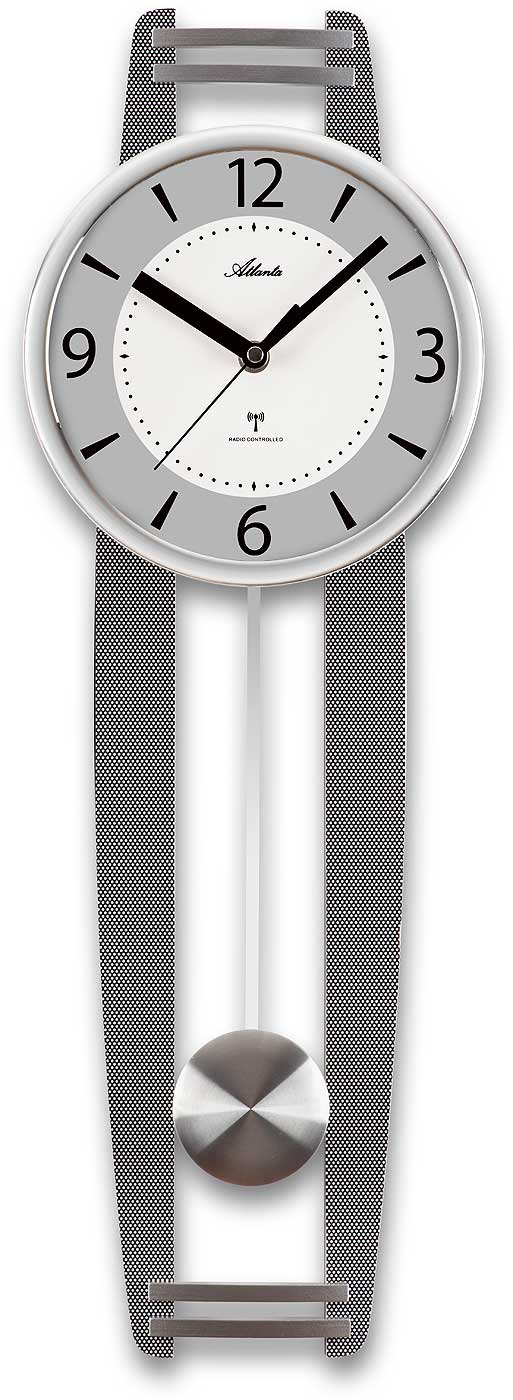 Horloge murale Atlanta 59x20x6,5 cm bois • Radio-pilotée • Avec balancier