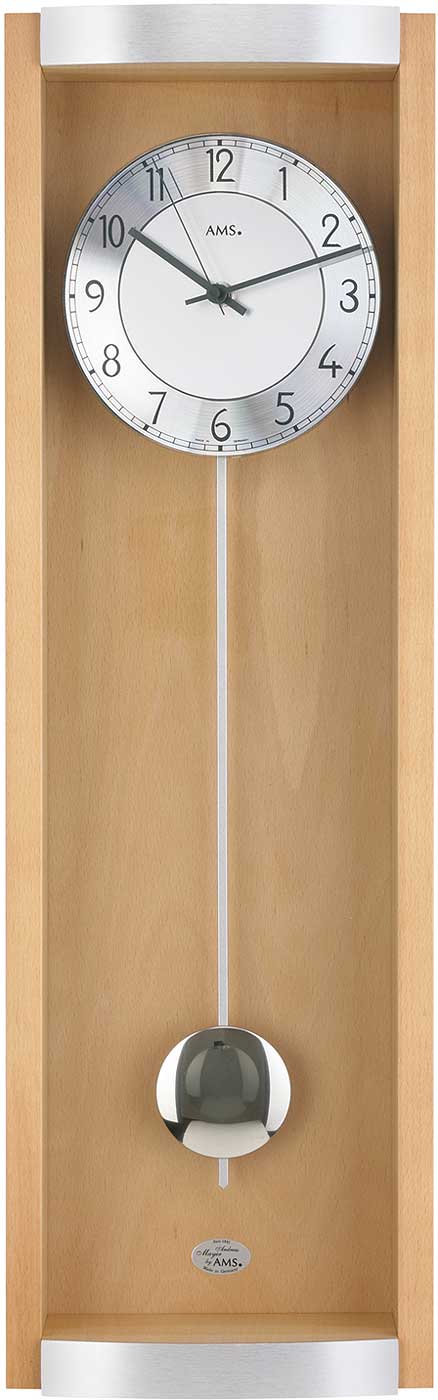 Horloge murale AMS 71x21x9 cm bois • Mouvement radio-piloté précis • Design intemporel