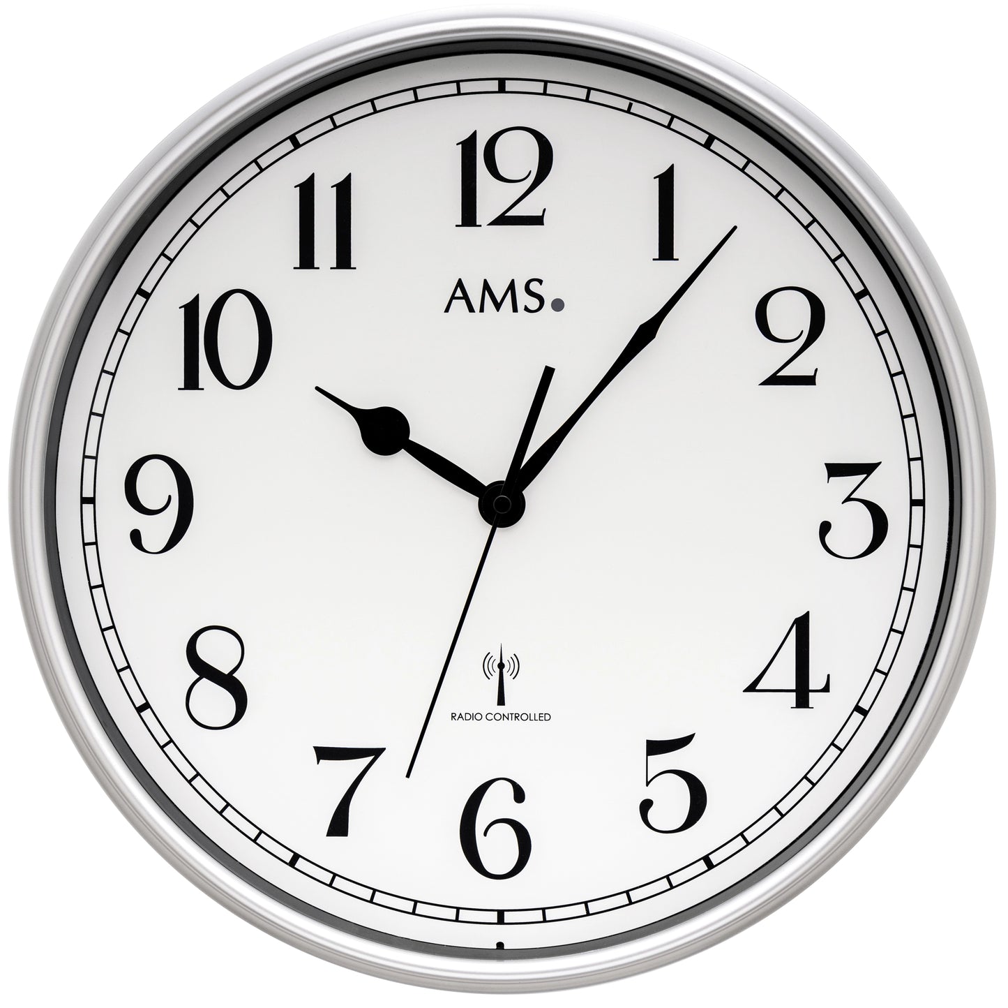 AMS Wanduhr 32 cm Ø Metall • Präzises Funkuhrwerk • Stilvolles Design