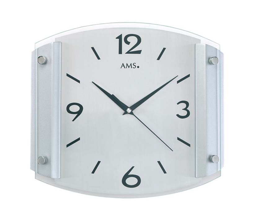 AMS Wanduhr 30x26x5 cm Holz • Funkgesteuert • Modernes Design • Hochwertige Materialien