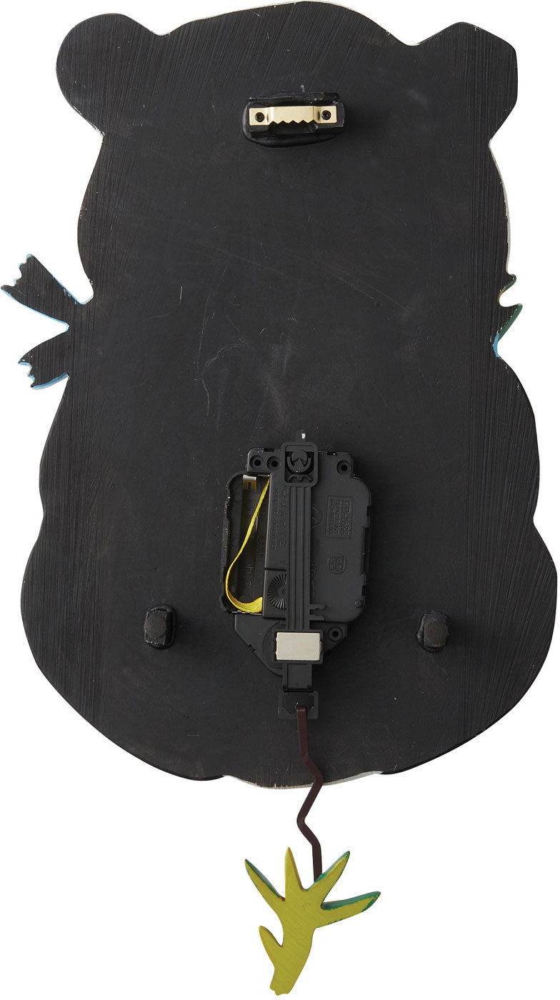 Allen Designs Wanduhr 30,5x21,5x6 cm Kunststoff • Mit Pendel • Panda-Design