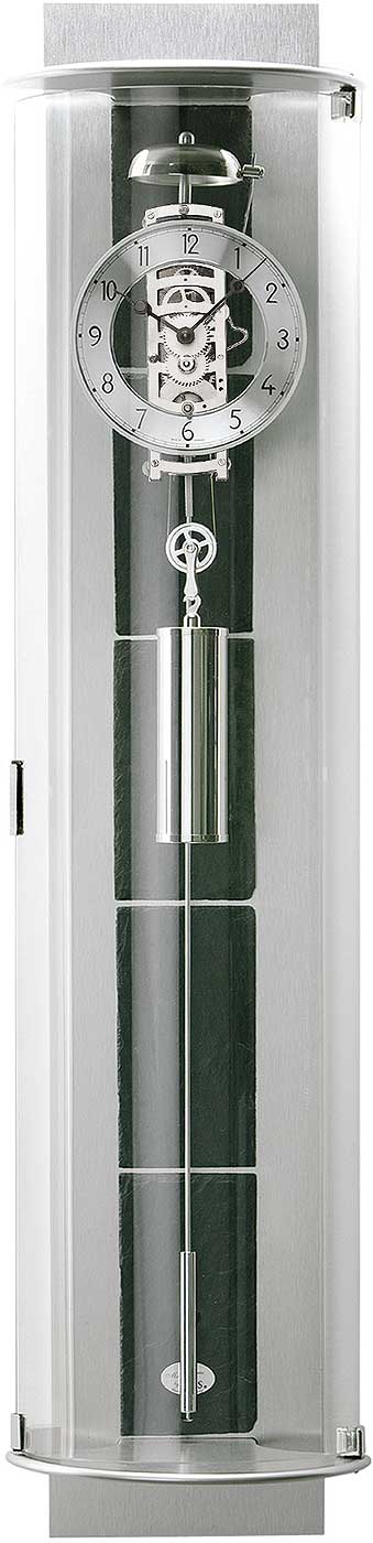 AMS Wall Clock 90x21x17 cm Aluminum and Glass • Mechanical 8-Day Movement • Modern Regulator