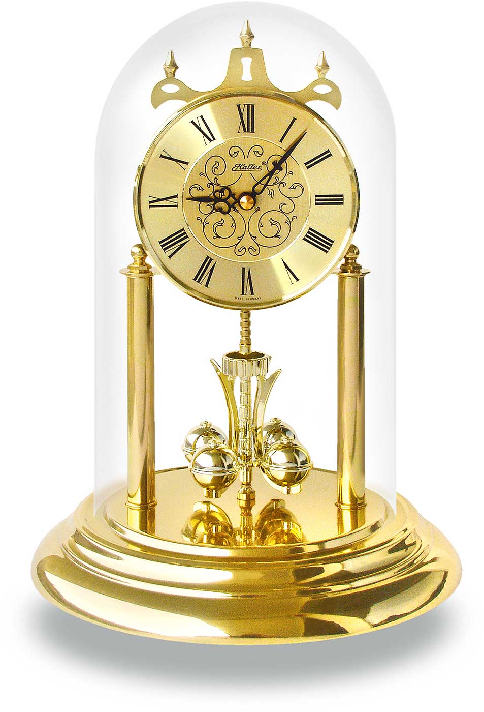 Haller Table Clock 30x20 cm Plastic, Brass, Glass • Silent Quartz Movement • Roman Numerals