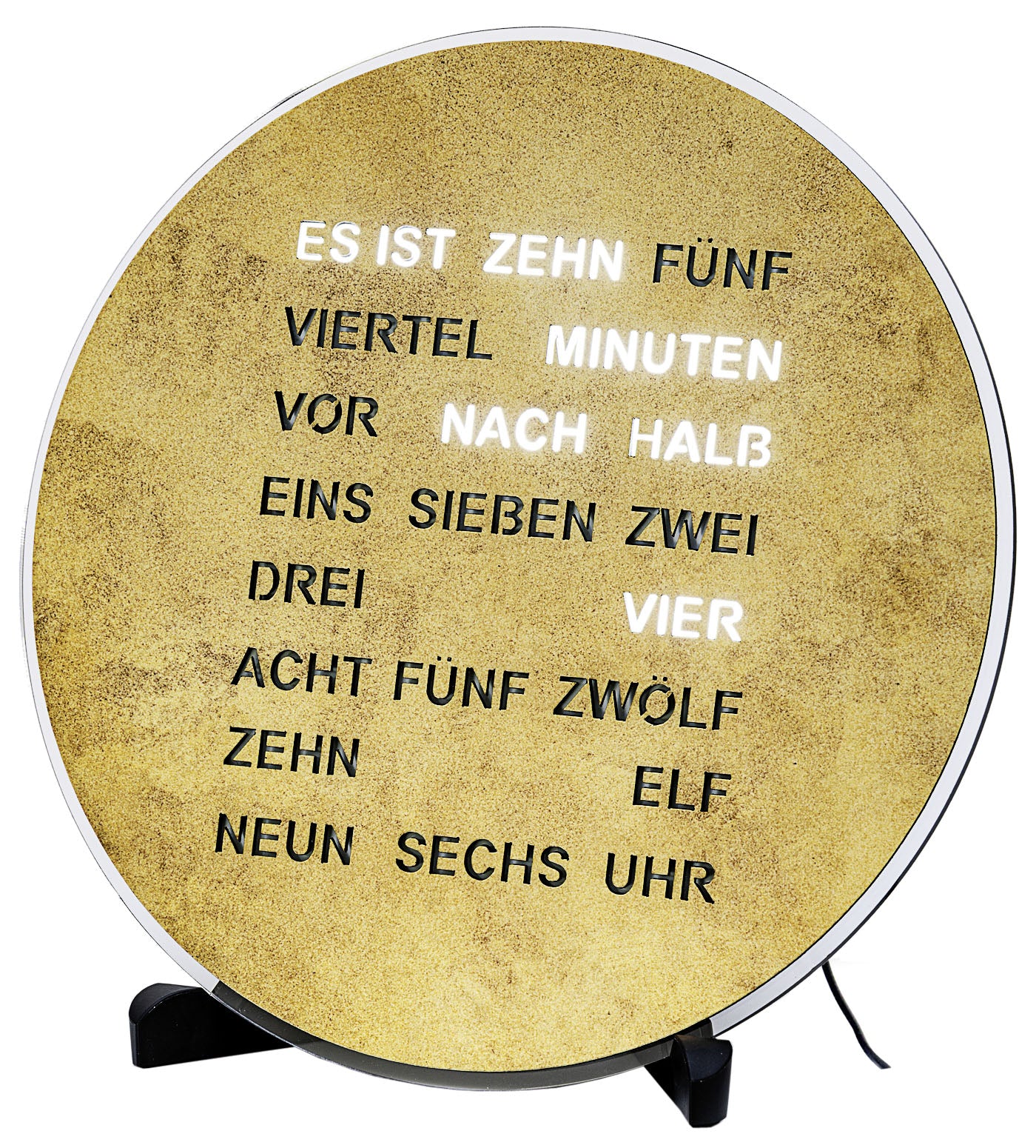 AMS Brass Table Clock • LED Word Display • Antique Look