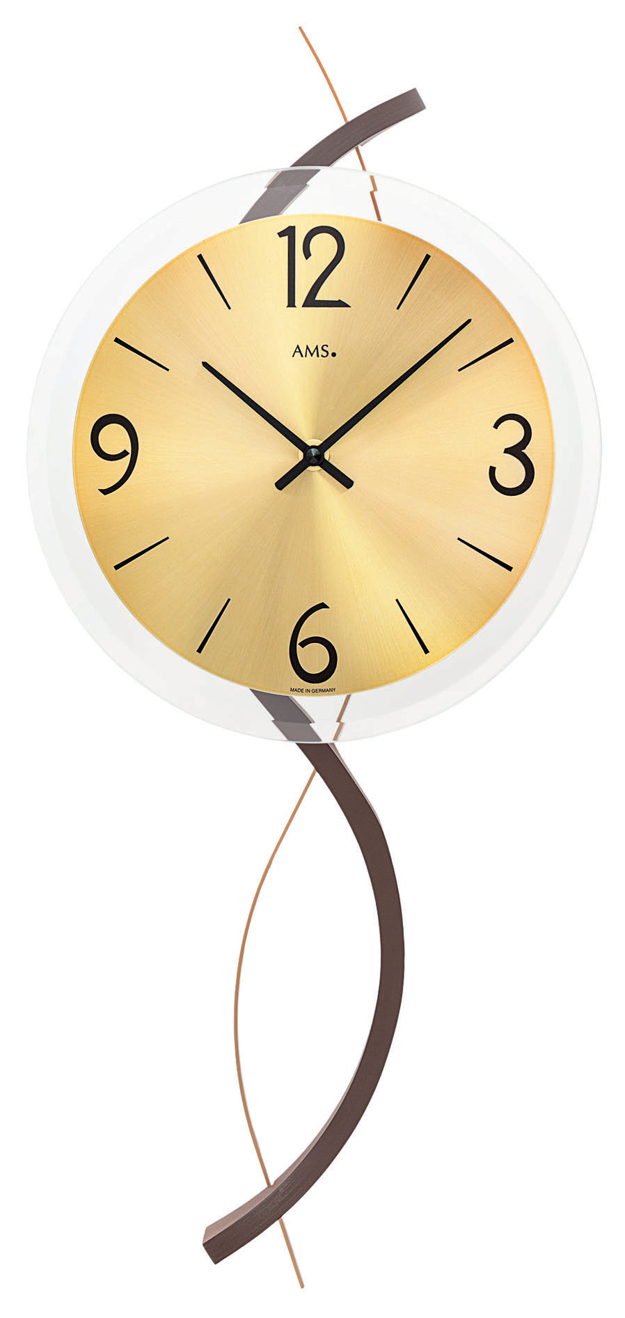AMS Wanduhr 26x26x5 cm Holz • Funkgesteuert • Echtholz-Gehäuse