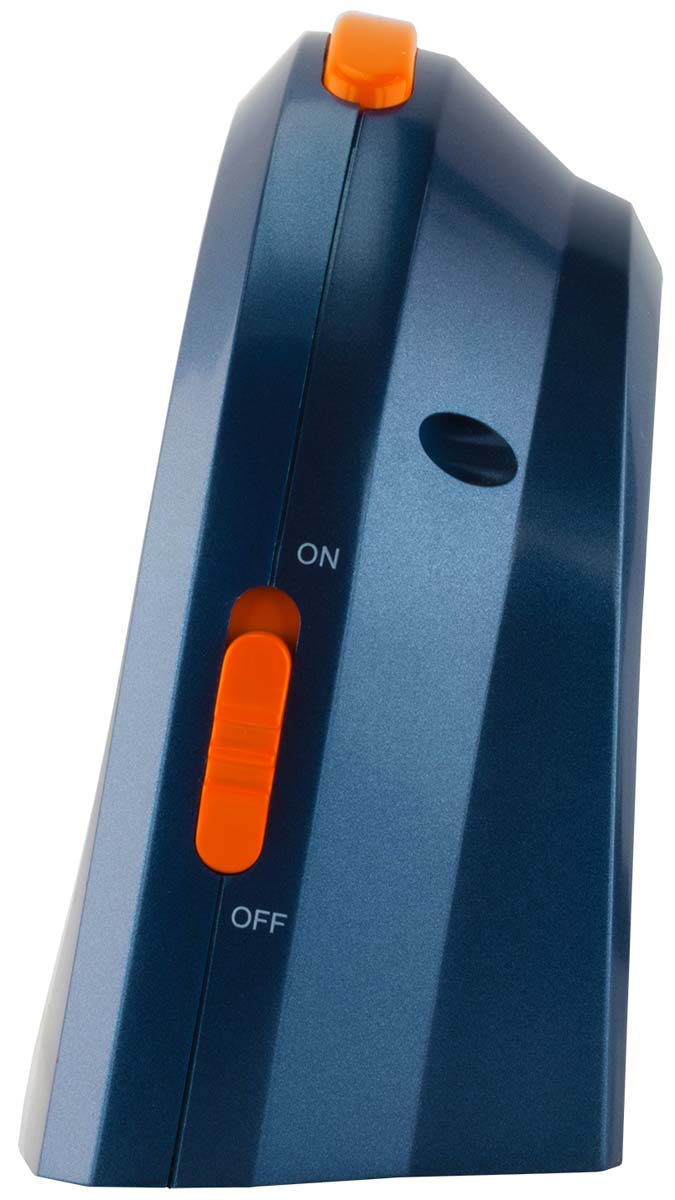 Atrium Analoger Wecker Ø 10 cm Kunststoff Blau Orange • Leises Quarzwerk • Licht & Snooze