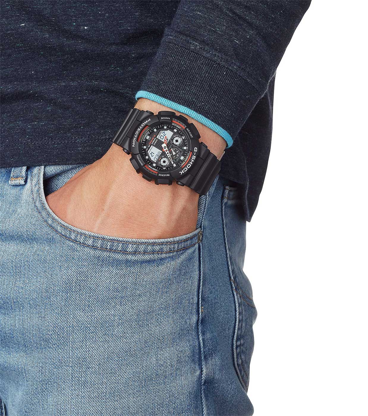 Casio G-Shock GA-100-1A4ER Men's Watch • Extreme Shock Resistance • World Time Function