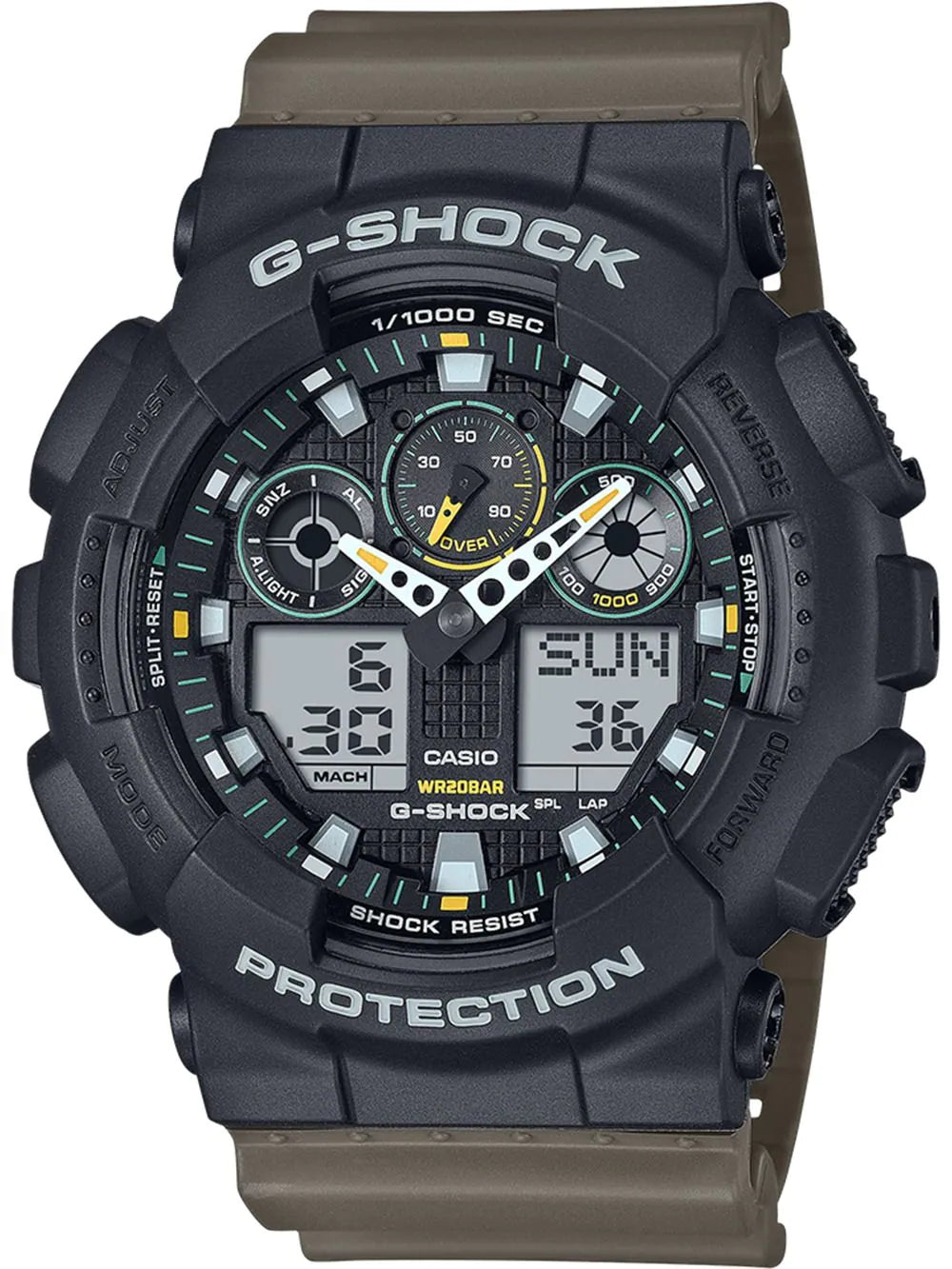 Casio G-Shock GA-100TU-1A3ER Men's Watch • Extreme Shock Resistance • World Time & Stopwatch