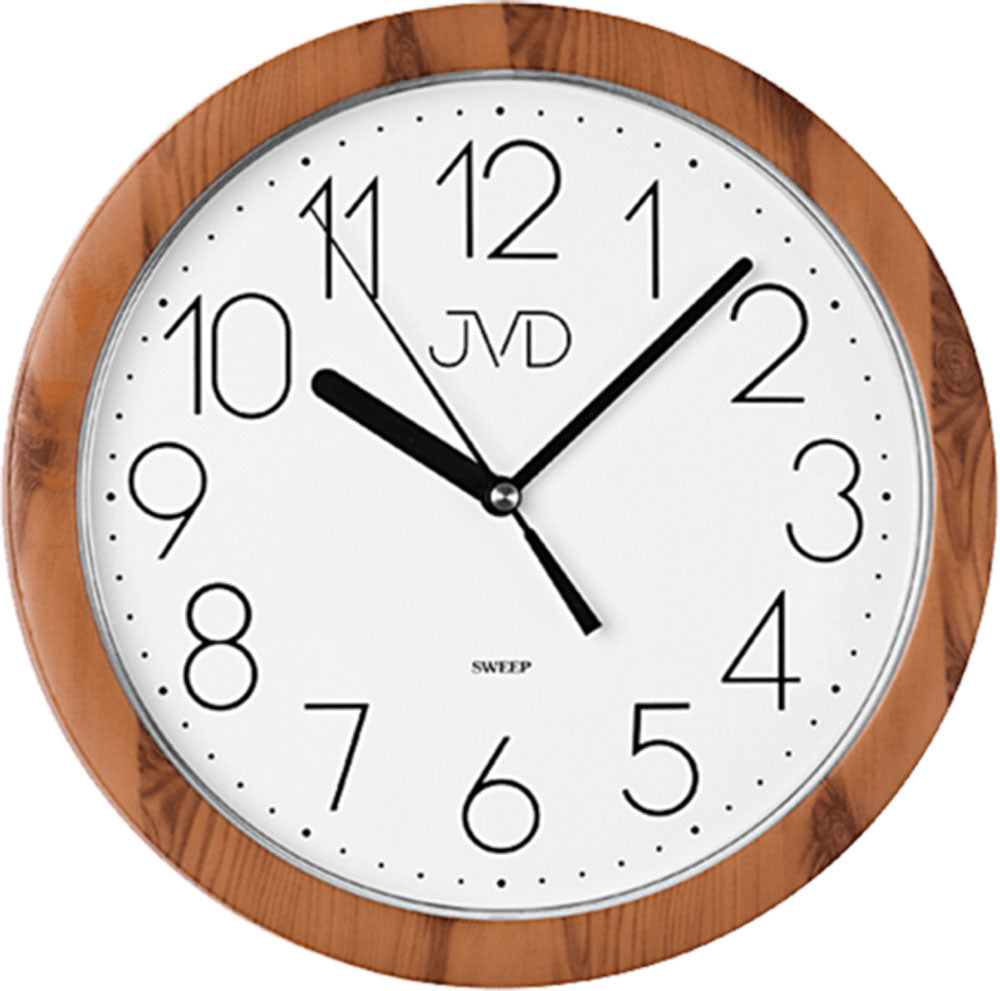 Horloge murale JVD 35 cm Ø plastique • Mouvement à quartz silencieux • Design épuré