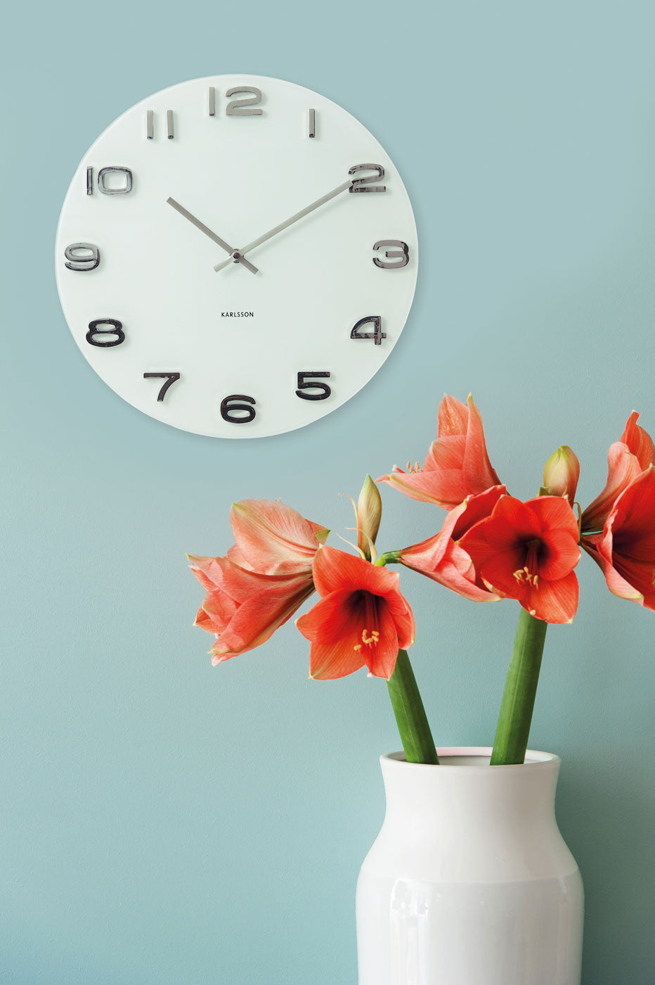 Karlsson Wall Clock 35 cm Ø Glass • Silent Quartz Movement • Stylish Design