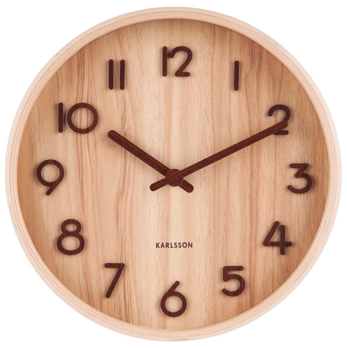 Karlsson Horloge murale 40 cm Ø bois • Mouvement à quartz silencieux • Design intemporel