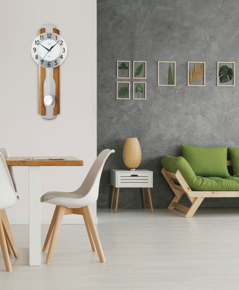 JVD Wanduhr 64x22x7 cm Holz • Geräuschloses Quarzwerk • Modernes Design