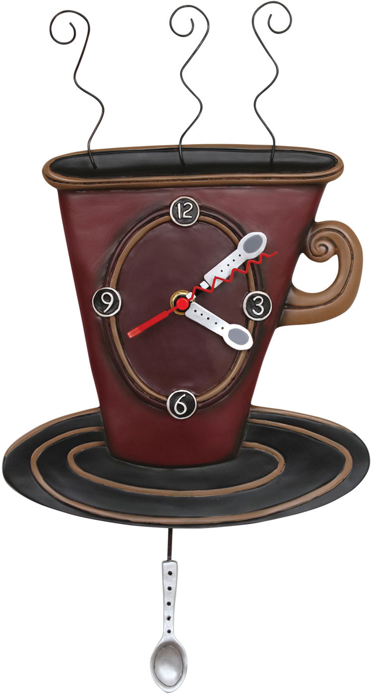 Allen Designs Wanduhr 41x21,5x5 cm Kunststoff • Cozy Cafe Design • Schwingendes Pendel