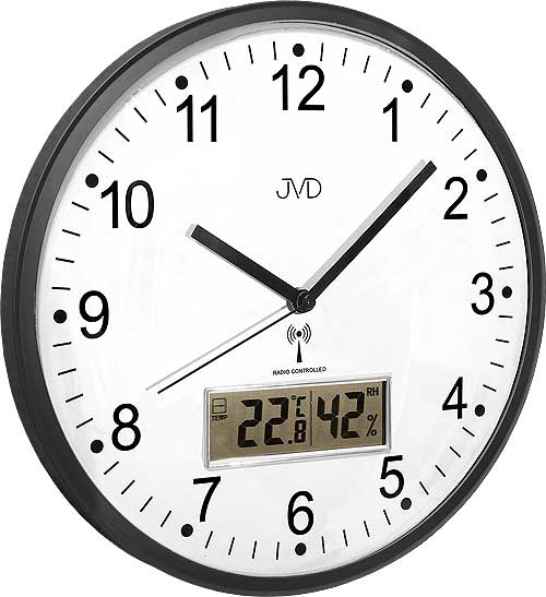 JVD Wanduhr 29,5x29,5x4 cm Kunststoff • Funkgesteuert • Temperatur & Luftfeuchtigkeit