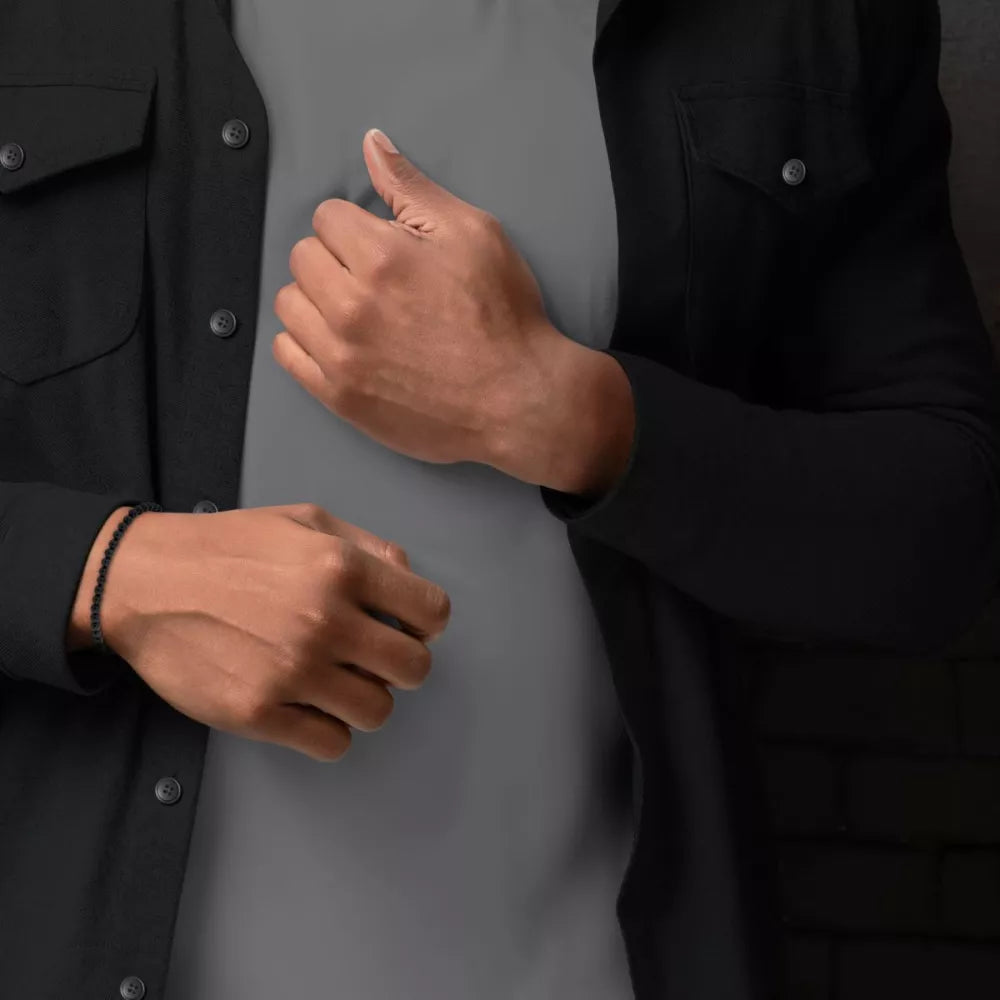 Armband aus 4mm Onyx Edelsteinen mit Edelstahlverschluss - Rebel&Rose Modell: RR-40107-S-S