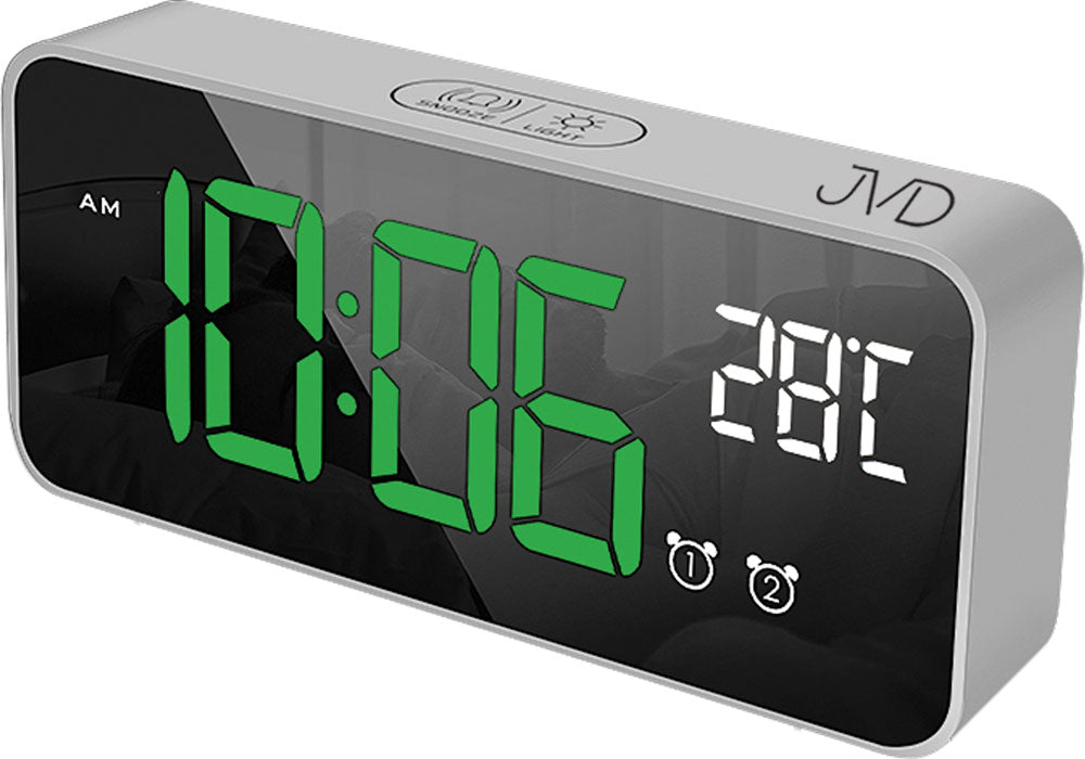 JVD Digital Wecker Kompakt 6.5x14.5x3.2 cm Kunststoff • Doppelalarm • Temperaturanzeige