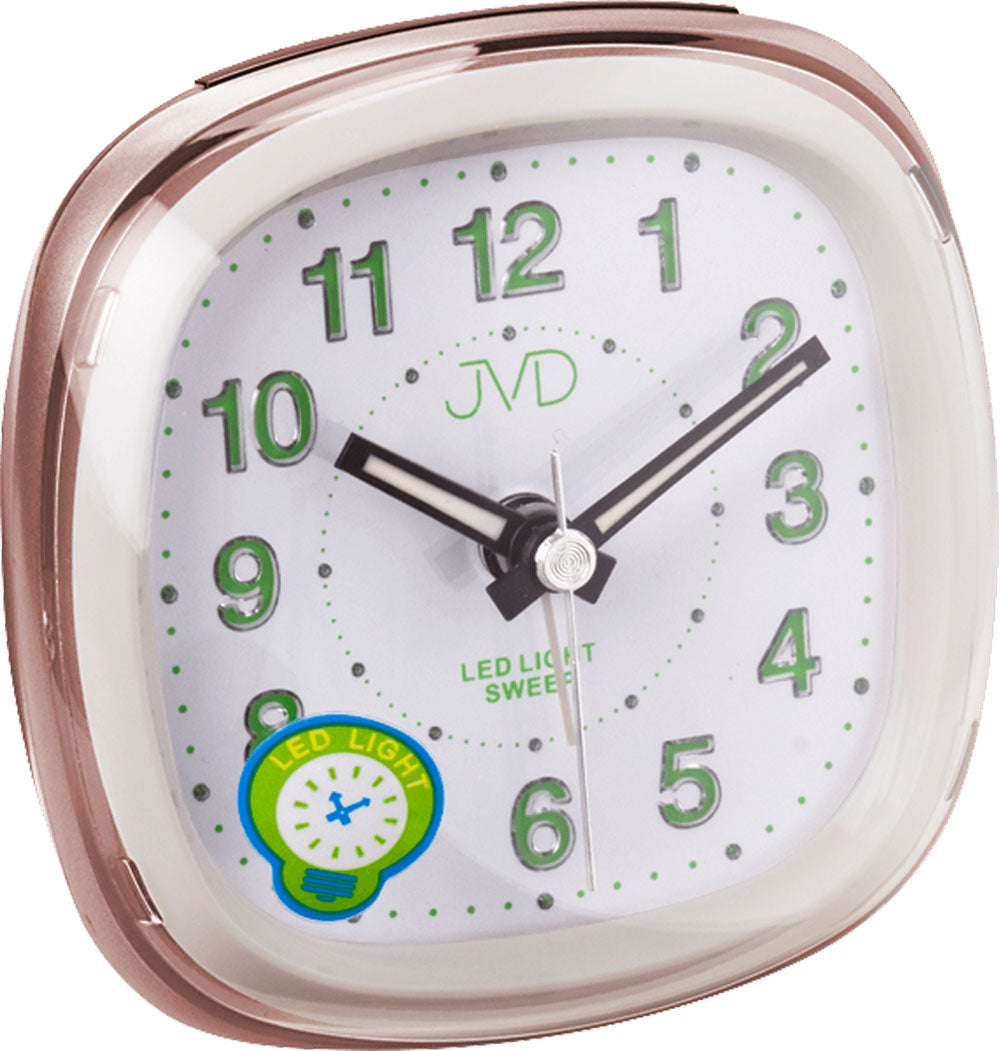 JVD Analog Alarm Clock Rose Gold 8x8x5 cm Plastic • Silent Quartz Movement • LED-Illuminated Digits