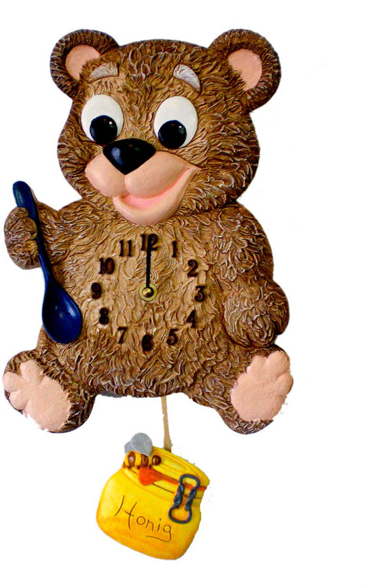 Terrastudio Wall Clock 27x19x2 cm Ceramic • Hand-painted • Bear motif