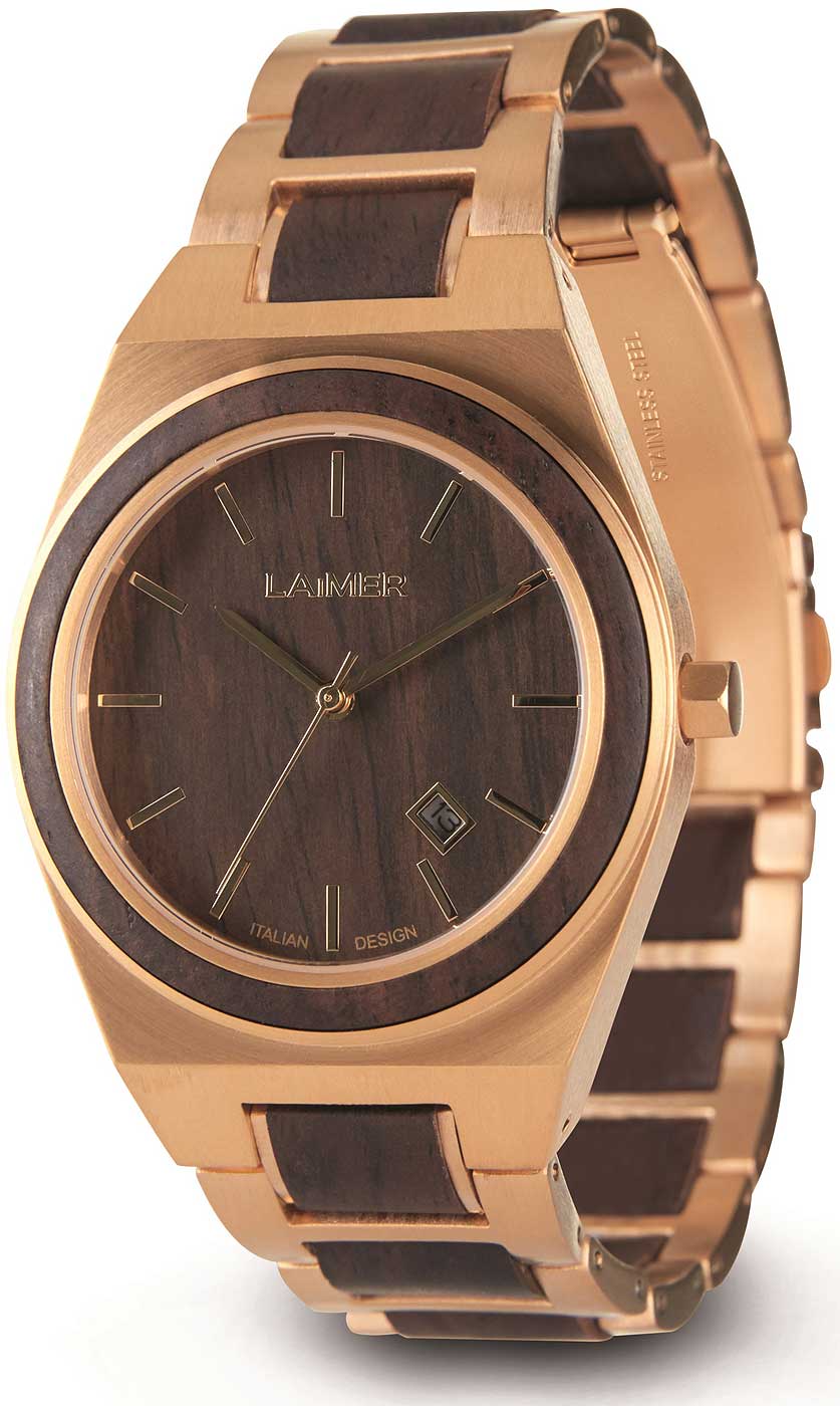 Laimer Colin 0149 Men's Watch • Leadwood & Stainless Steel • Date