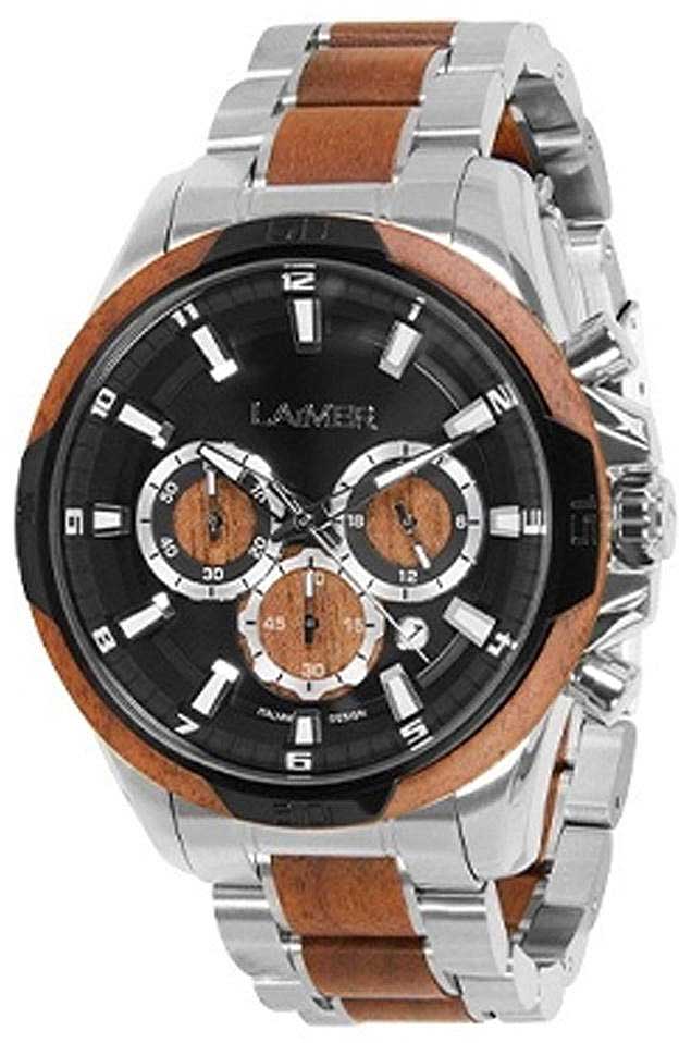 Laimer Ned 0195 Herren Uhr • Chronograph aus Nussholz • Edelstahl-Details