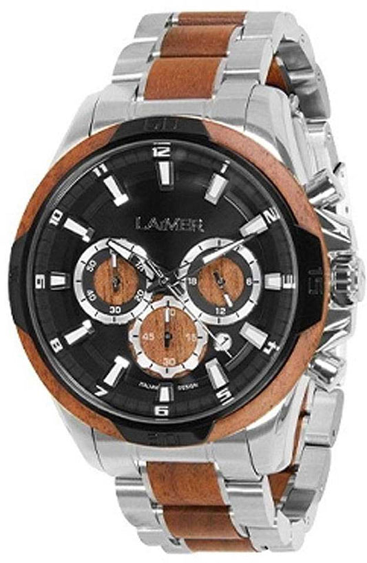 Laimer Ned 0195 Men's Watch • Chronograph Made of Walnut Wood • Stainless Steel Details
