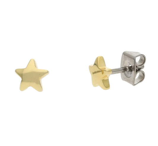 Titanium Stud Earrings, Star Gold-plated - Boccia Jewelry Model: 05093-02