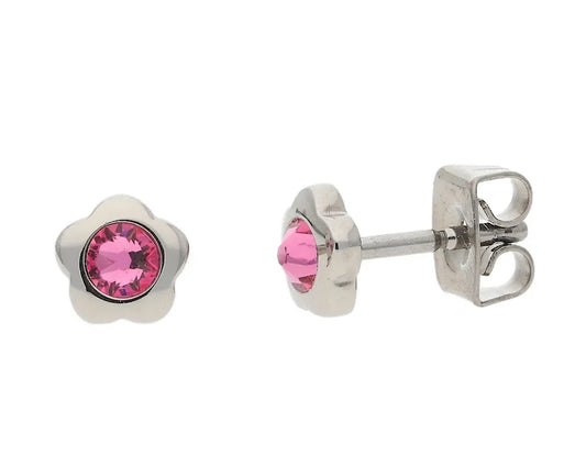 Ohrstecker aus Titan Blume rosa Zirkonia Boccia Jewelry 05094-02