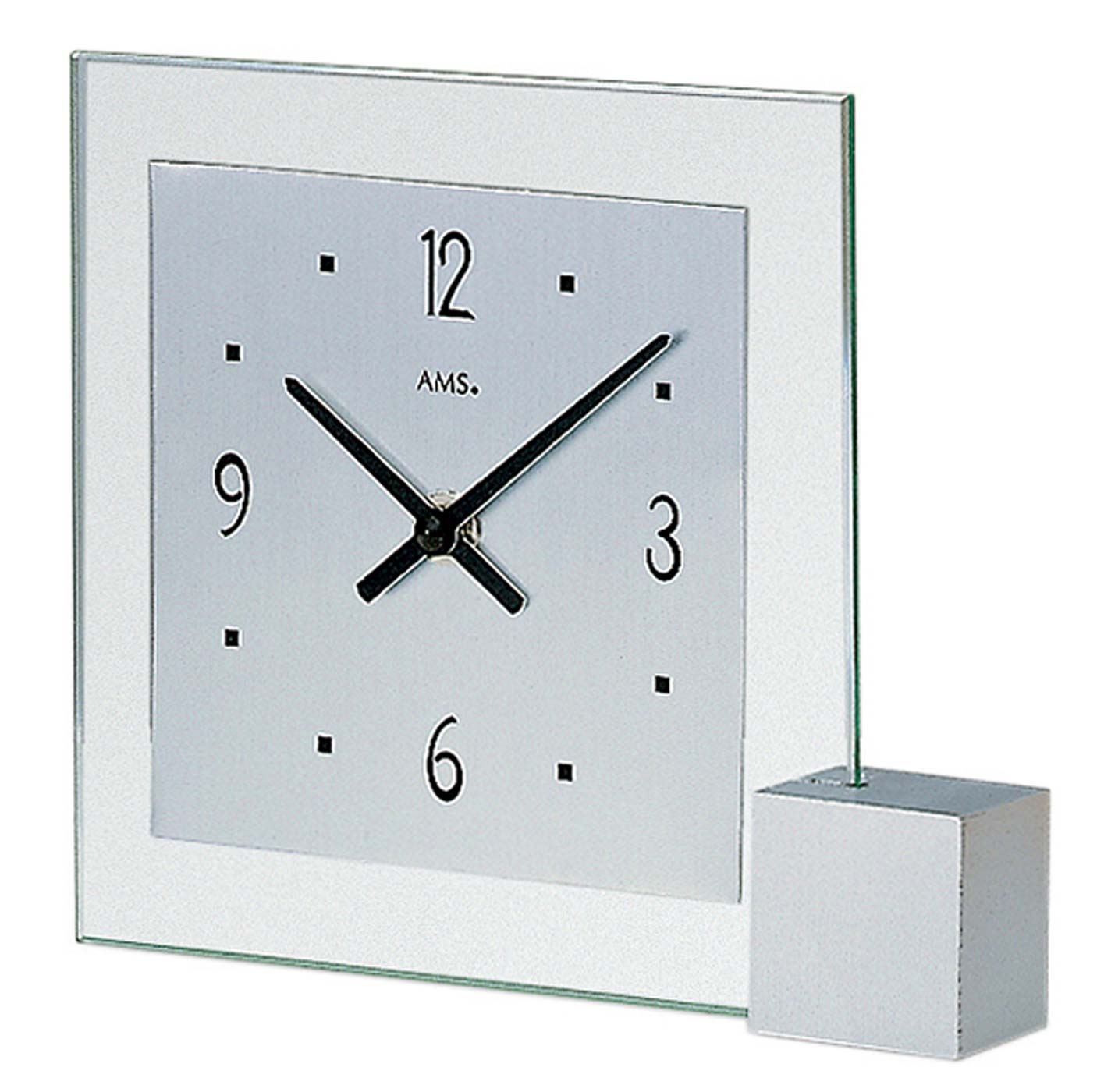 AMS Horloge de table 16x19x4 cm Verre • Design moderne • Mouvement à quartz silencieux