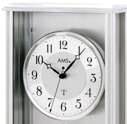AMS Wanduhr 51x20x7 cm Metall • Funk-Uhrwerk • Elegantes Pendel